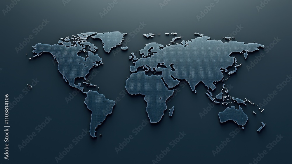 High-Resolution Vector World Map Illustration on a Dark Background for Global Business, Travel, and Educational Projects with Detailed Contours and Borders High-Resolution Vector World Map Illustration on a Dark Background for Global Business, Travel, and Educational Projects with Detailed Contours and Borders