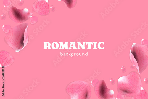 Pink rose petals realistic romanic background