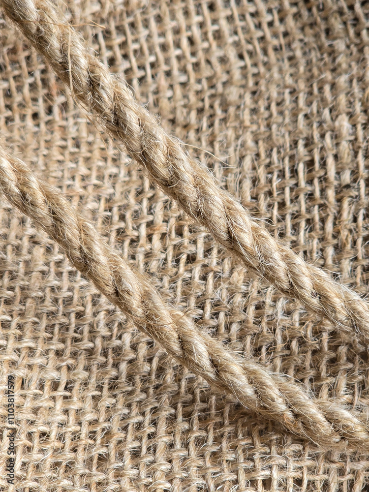 burlap - rough embossed texture of natural fabric with rope elements close-up background burlap - rough embossed texture of natural fabric with rope elements close-up background