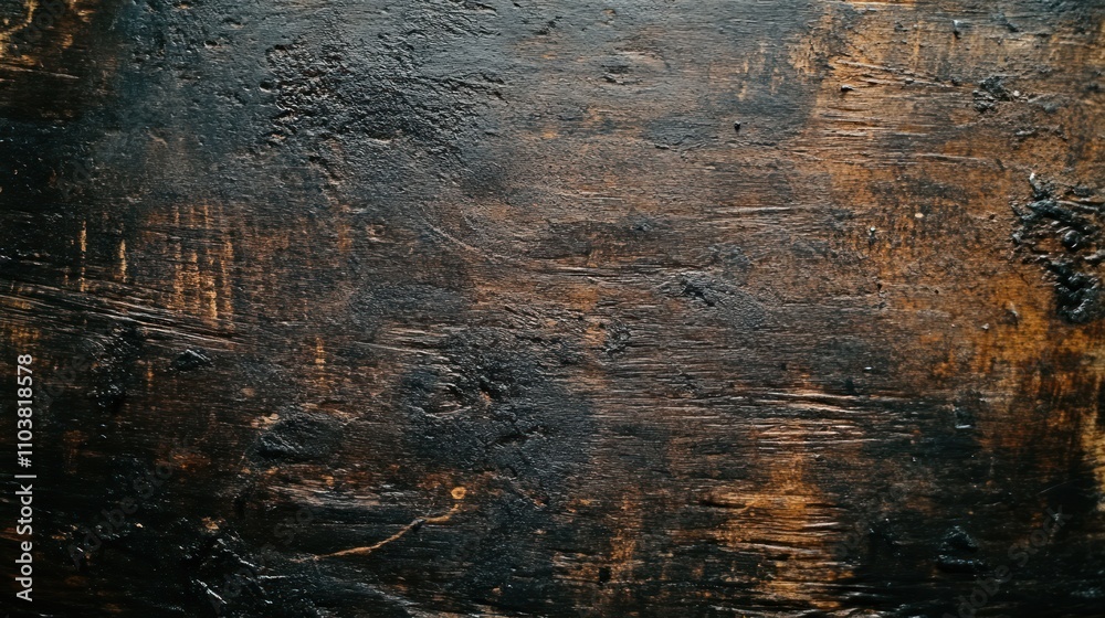 Close-up of a textured, dark wooden surface with natural patterns. Close-up of a textured, dark wooden surface with natural patterns.