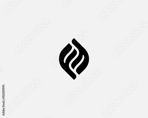 Abstract leaf logo. Double F letters monogram. Creative garden park logotype. Vector illustration.