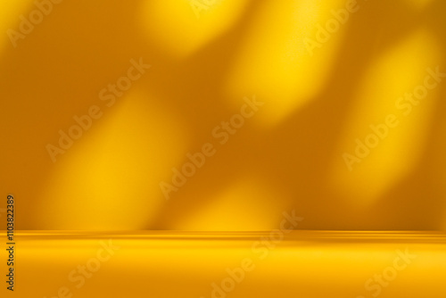 Obraz na plátně Vibrant yellow with glowing light effects and shadow play, creating an artistic yet modern backdrop