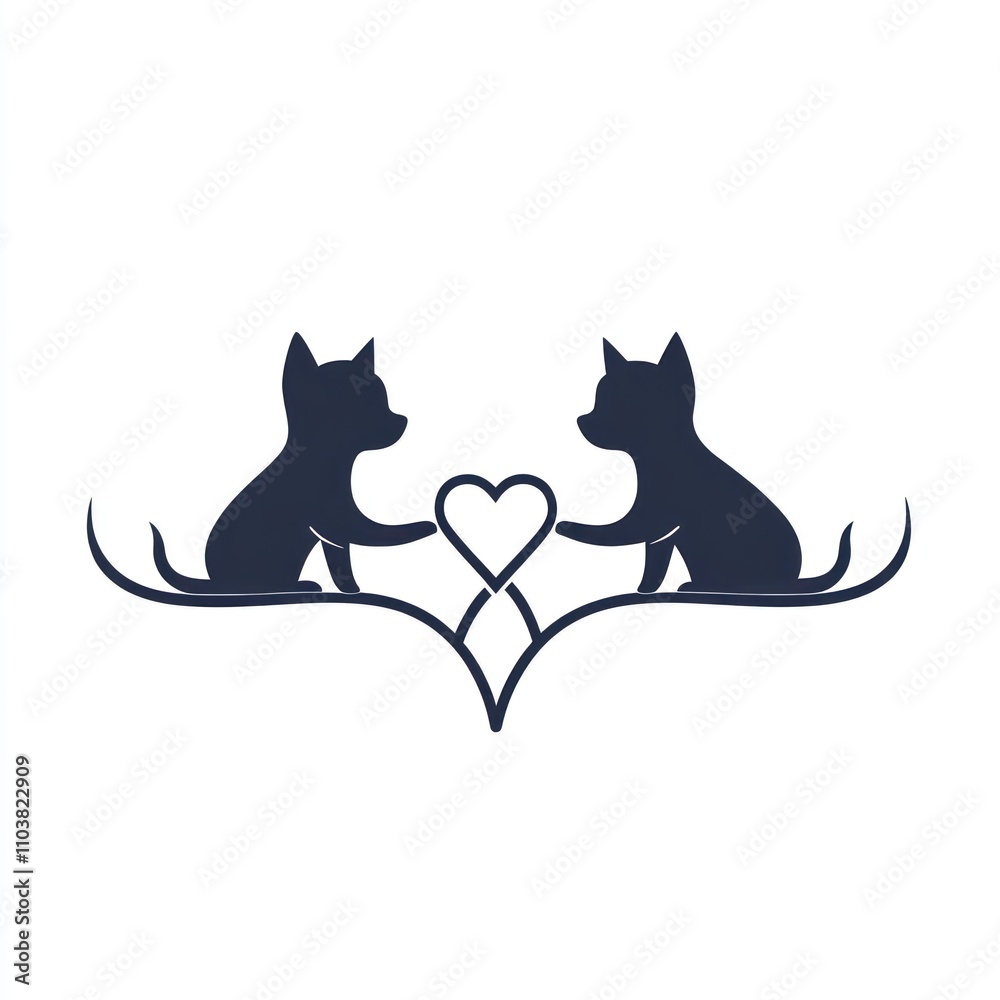 Obraz premium Here's a and keyword list for your image.. Two kittens sharing a heart, sitting on a vine.