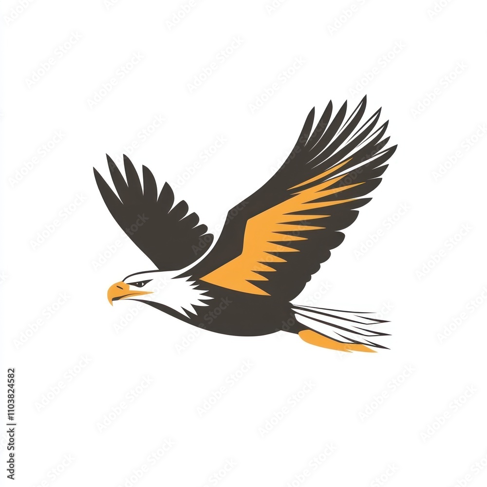 Fototapeta premium Here's a suggested and keywords for your stock photo image.. Majestic eagle in flight, stylized graphic design.