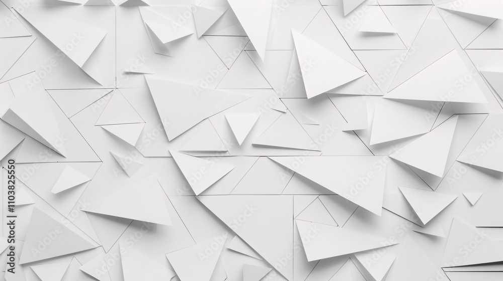 White triangles with a pattern on a white background. White triangles with a pattern on a white background.