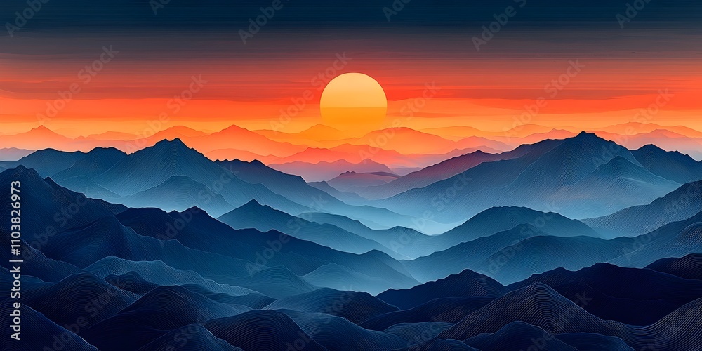 A breathtaking sunset over a mountain range, showcasing vibrant hues of orange, red, and blue. The peaks are silhouetted against the glow of the setting sun. A breathtaking sunset over a mountain range, showcasing vibrant hues of orange, red, and blue. The peaks are silhouetted against the glow of the setting sun.