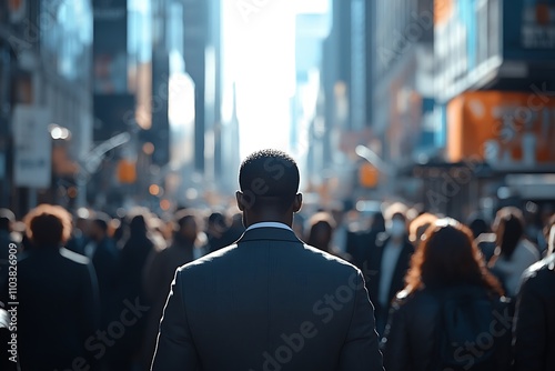 Diverse City Commuter Anonymous Man in Bright Sunlight