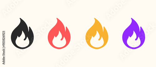 flame icon vector isolated white background