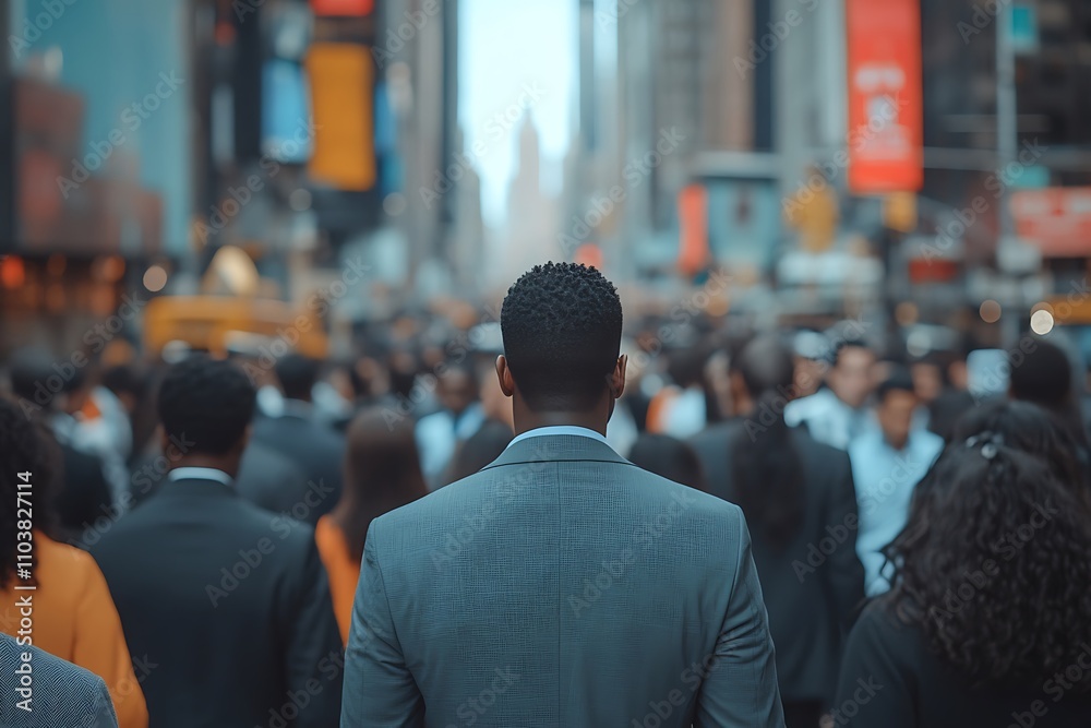 Diverse City Commuters Back View Businessman