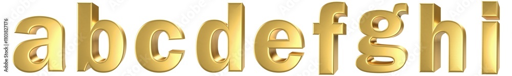 set of lowercase gold letter 3d render set of lowercase gold letter 3d render