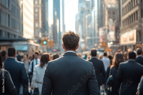 Diverse City Commuters Rush Hour Perspective