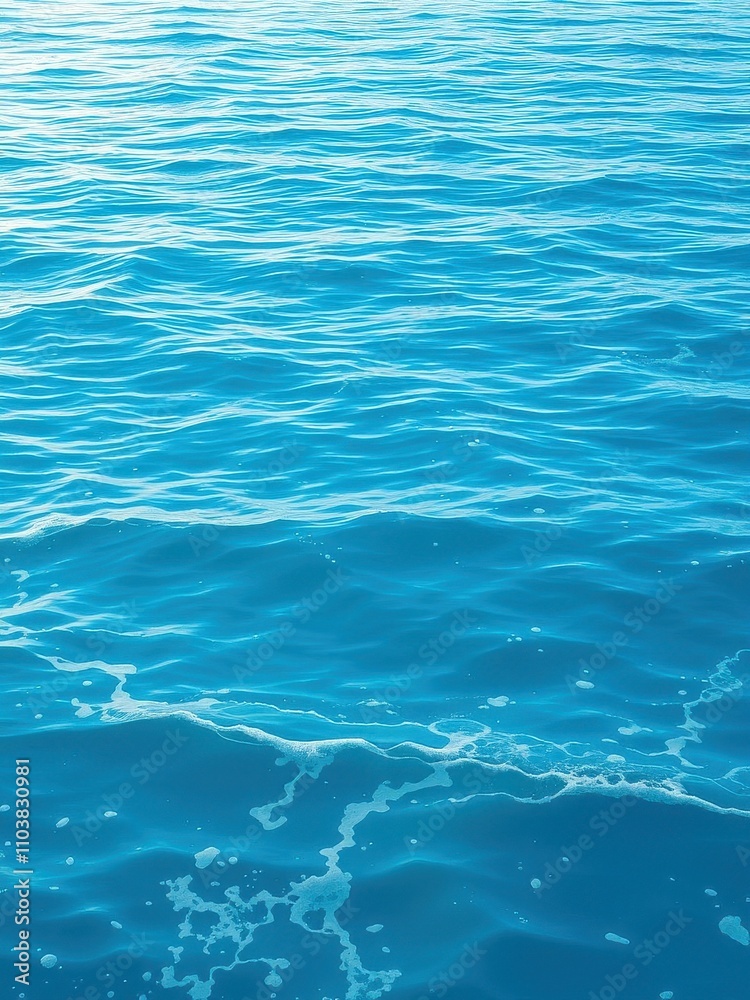 Ocean foam and ripples on a vast expanse of blue turquoise water , foamy ocean, turquoise sea, sea surface texture Ocean foam and ripples on a vast expanse of blue turquoise water , foamy ocean, turquoise sea, sea surface texture