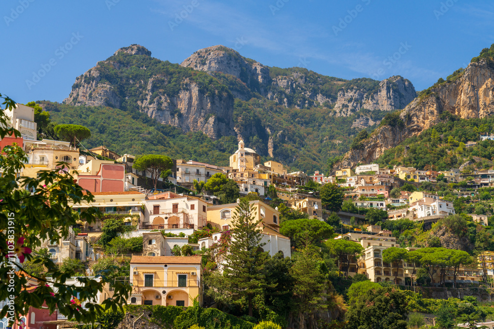 Fototapeta premium Stunning view over Positano town on Amalfi coast in Italy.