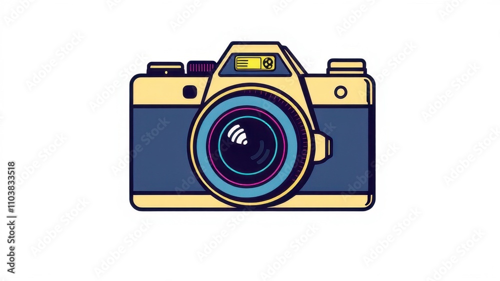 Fototapeta premium Vintage-style vector logo of a retro-style camera flash, photography, lighting
