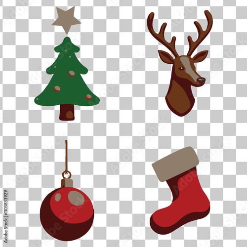 Set of christmas elements