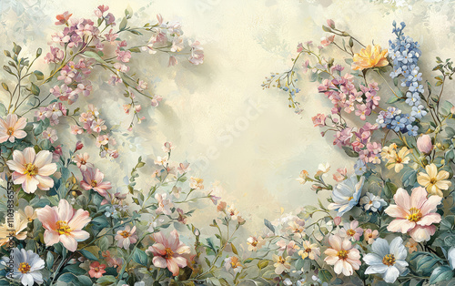 Retro style floral texture art background