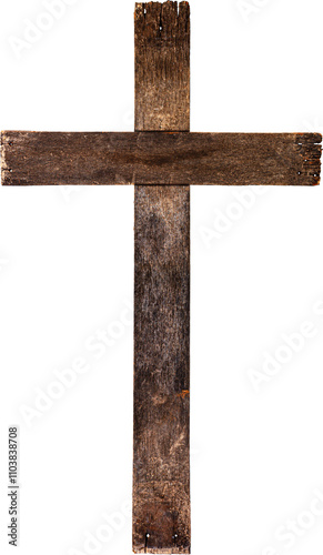 Wooden cross isolated on white background