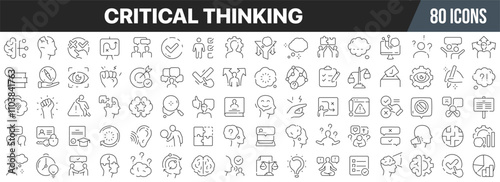 Critical thinking line icons collection. Big UI icon set in a flat design. Thin outline icons pack. Vector illustration EPS10