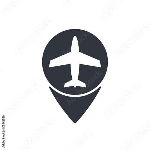 Airplane Location Logo Template Icon