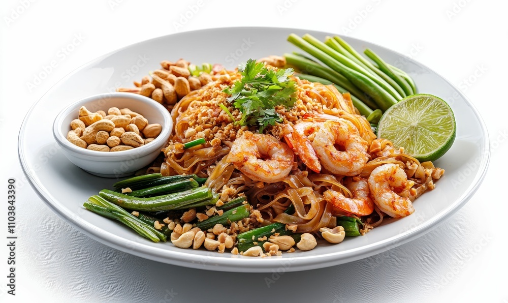 Delicious shrimp Pad Thai with peanuts and lime. Delicious shrimp Pad Thai with peanuts and lime.