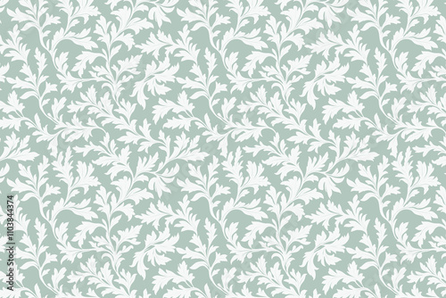 Toile pattern tapestry. Arts and crafts. Monochrome botanical pattern background. Created with Generative AI technology