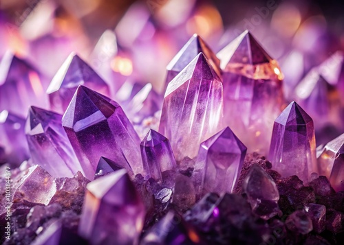 Stunning Isolated Light Amethyst Crystals with Stripes in Macro Detail Showcasing Intricate Patterns and Natural Beauty Against a Soft Focus Background for Crystal Enthusiasts