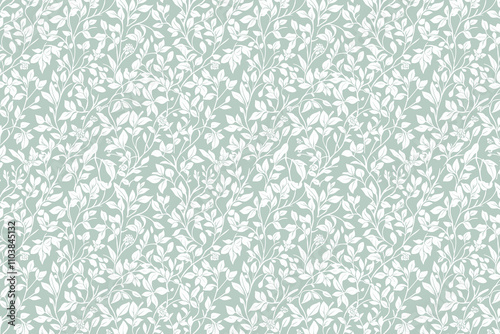 Toile pattern tapestry. Arts and crafts. Monochrome botanical pattern background. Created with Generative AI technology