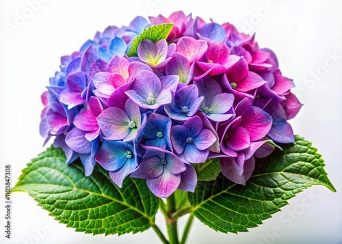 Stunning Macro Photography of Isolated Hydrangea Bloom Flower on White Background for Nature-Inspired Design Projects