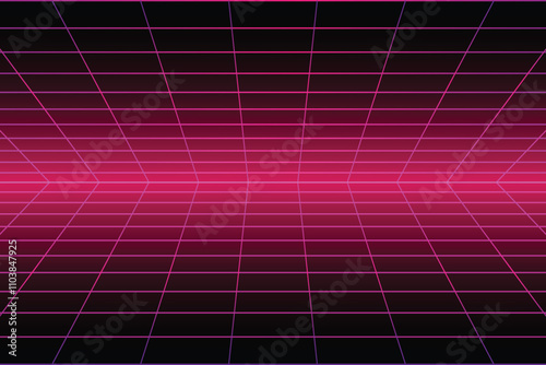 Retro cyberpunk style 80s game scene pixel art 8-bit sci-fi background. glowing neon grid and stars from vintage arcade computer games.	