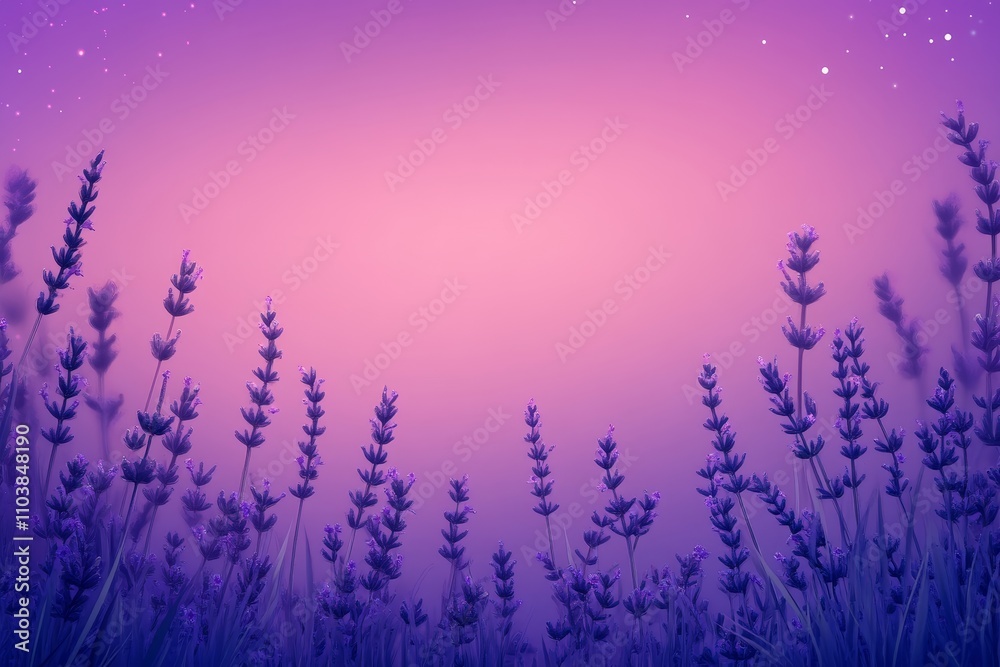 Lavender Serenity: Purple Gradient Background with Lavender Flowers - Serene lavender field at dawn, soft purple gradient, peaceful nature, tranquil scene, floral beauty. Lavender Serenity: Purple Gradient Background with Lavender Flowers - Serene lavender field at dawn, soft purple gradient, peaceful nature, tranquil scene, floral beauty.
