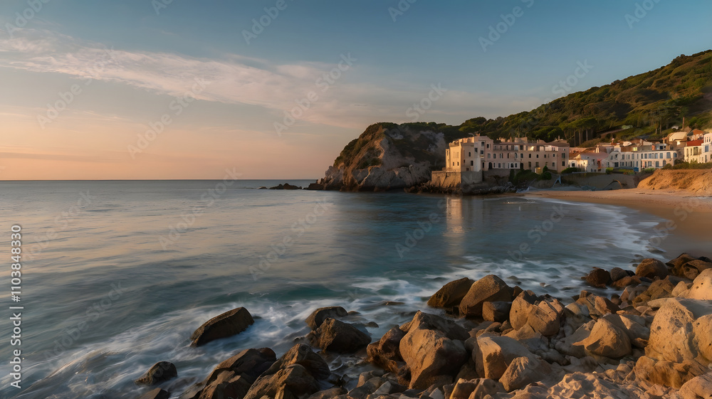 Castle on the clift under the unset over the sea. Castle on the clift under the unset over the sea.
