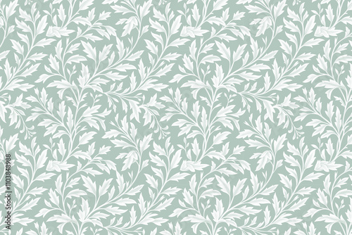 Toile pattern tapestry. Arts and crafts. Monochrome botanical pattern background. Created with Generative AI technology