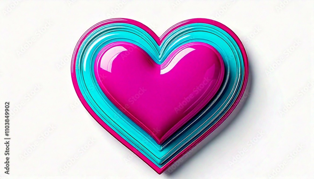 pink glossy heart with aqua frame on a white background love message valentine valentine's day I love you fuchsia digital illustration art 3d pink glossy heart with aqua frame on a white background love message valentine valentine's day I love you fuchsia digital illustration art 3d