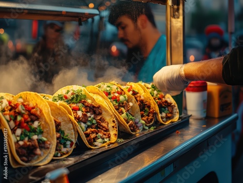 Savor hot street tacos a delightful evening food truck experience
