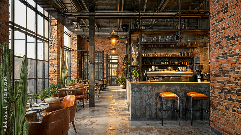 Industrial Chic Café or Restaurant Interior Industrial Chic Café or Restaurant Interior