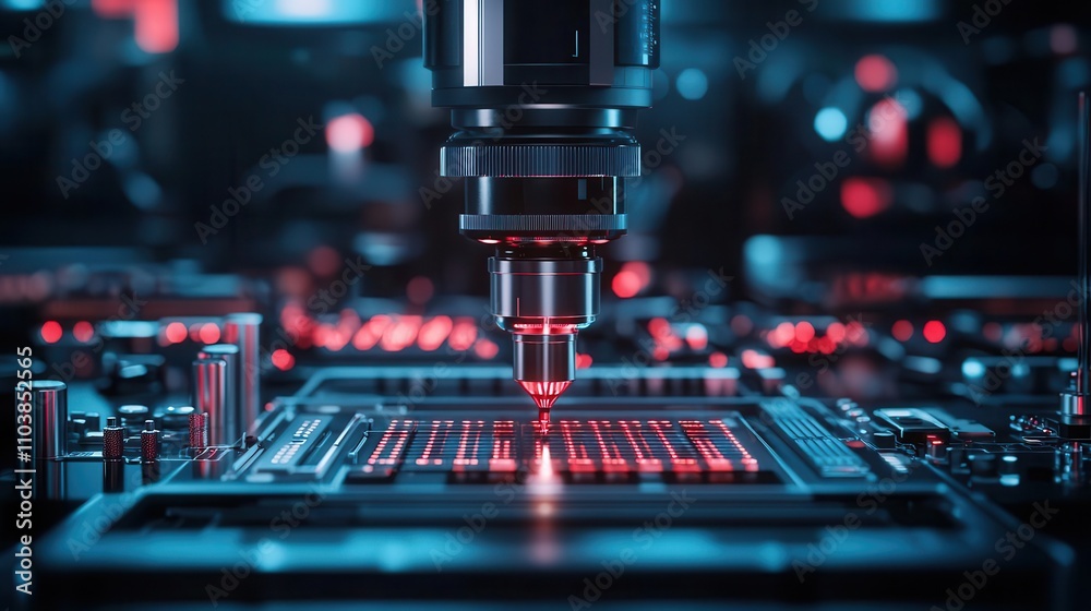 Laboratory spectrometer, futuristic equipment with detailed elements, 3D illustration Laboratory spectrometer, futuristic equipment with detailed elements, 3D illustration