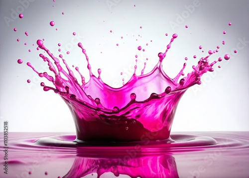 Stunning Pink Neon Liquid Splash Isolated on White Background, Ideal for Beverage Design and Creative Projects, Capturing Vivid Colors and Dynamic Movement in a Unique Composition