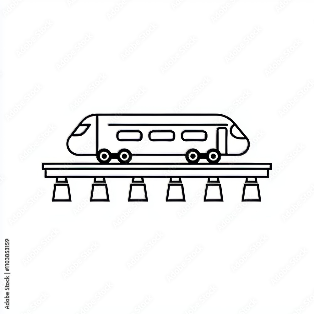 Sleek black stripes on a monorail train, symbolizing the future of the mass transit industry. A futuristic, high-tech concept for rapid intercity connectivity, depicted on a black background for Sleek black stripes on a monorail train, symbolizing the future of the mass transit industry. A futuristic, high-tech concept for rapid intercity connectivity, depicted on a black background for