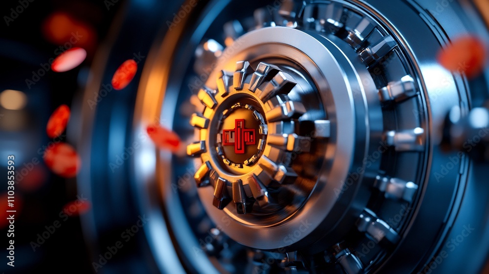Abstract Futuristic Technology Machine with Red and Blue Colors Abstract Futuristic Technology Machine with Red and Blue Colors