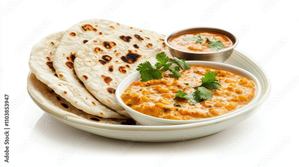 Delicious Indian Curry with Freshly Made Bread and Spices Indian food cuisine Delicious Indian Curry with Freshly Made Bread and Spices Indian food cuisine