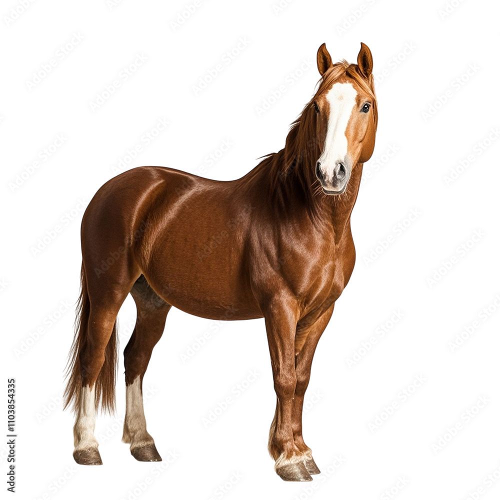 Obraz premium 4k backgroundless cutout of a brown horse standing looking at camera