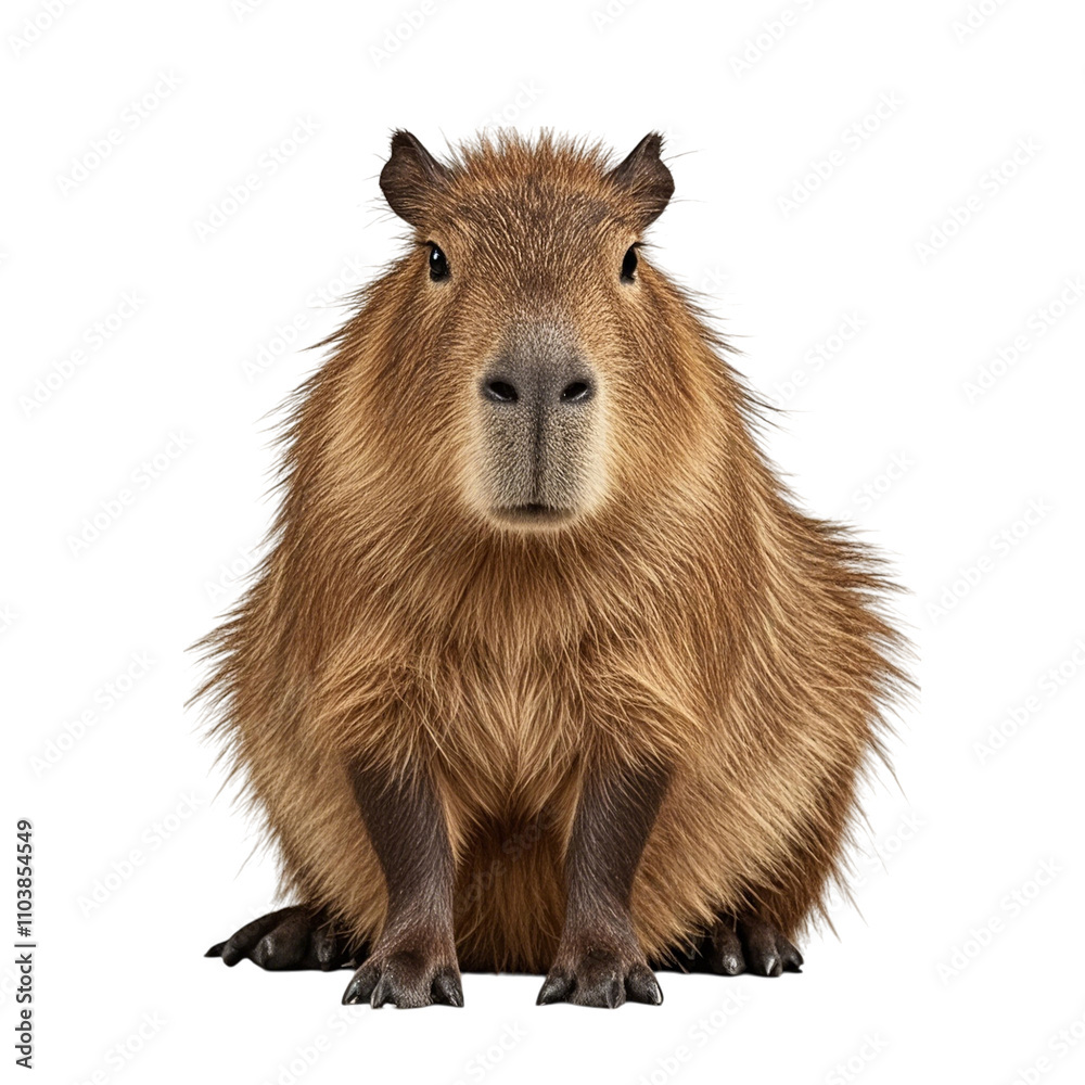 4k backgroundless cutout of an elegant capybara sitting looking at camera 4k backgroundless cutout of an elegant capybara sitting looking at camera