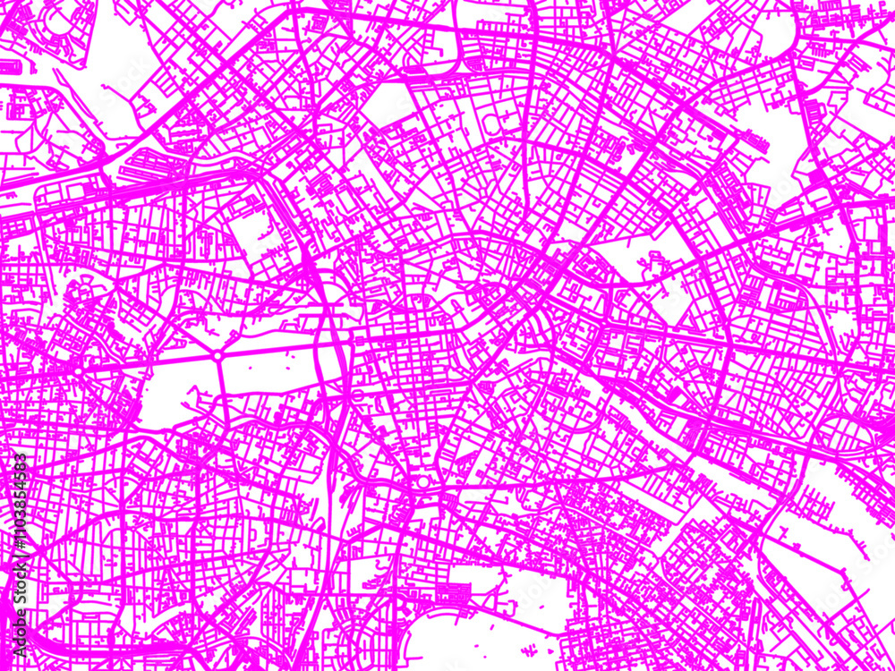 Neon Style Road Map overlay of Berlin centrum, Germany in in Bright Pink. Neon Style Road Map overlay of Berlin centrum, Germany in in Bright Pink.