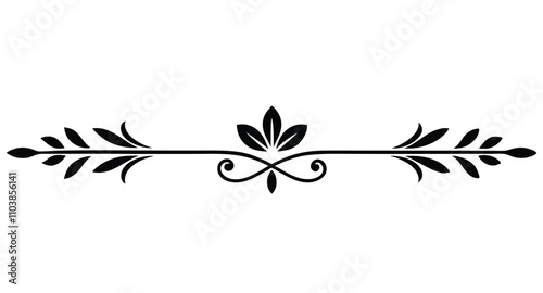 Decorative Divider Line Symmetric Ornamental Border Floral Motif Abstract Flourish Filigree Elements