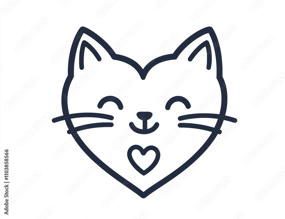 Here's a and keyword list suitable for a stock photo site.. Cute heart-shaped cat illustration. Here's a and keyword list suitable for a stock photo site.. Cute heart-shaped cat illustration.