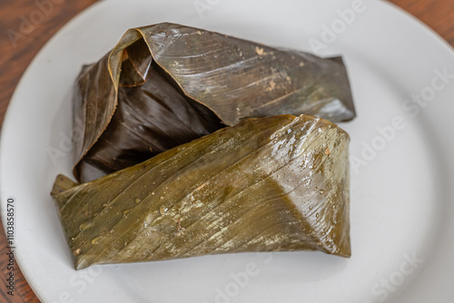 Tasty Nigerian traditional bean cake moi moi ready to eat photo