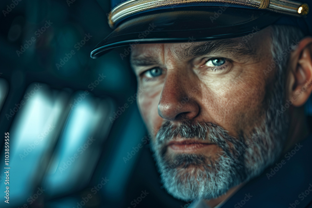 Portrait of handsome man navigating big ship cruise liner generative AI Portrait of handsome man navigating big ship cruise liner generative AI