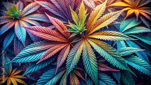 Stunning Watercolor Portrait of Cannabis Leaves in Vibrant Colors Showcasing Natural Beauty and Artistic Expression Perfect for Botanical Art Lovers and Wellness Enthusiasts