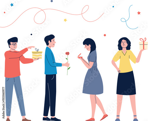 A group of people are standing around