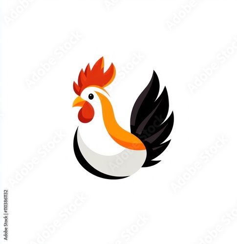 Here's a description and keywords for your image.. Stylized rooster illustration, vibrant colors, simple design, perfect for logos or branding. photo